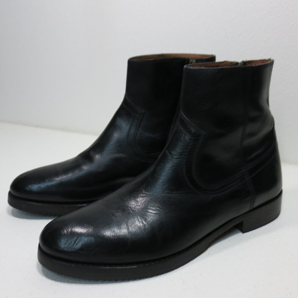 VINTAGE Frye Black Leather Men's Zip up boots